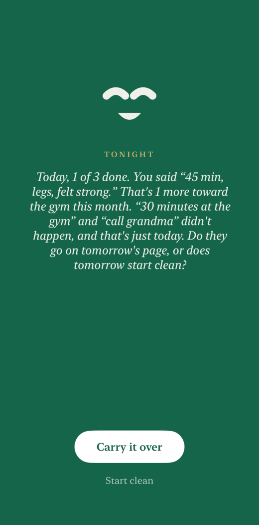 The evening recap: the day’s tasks, the passes, and the question about tomorrow